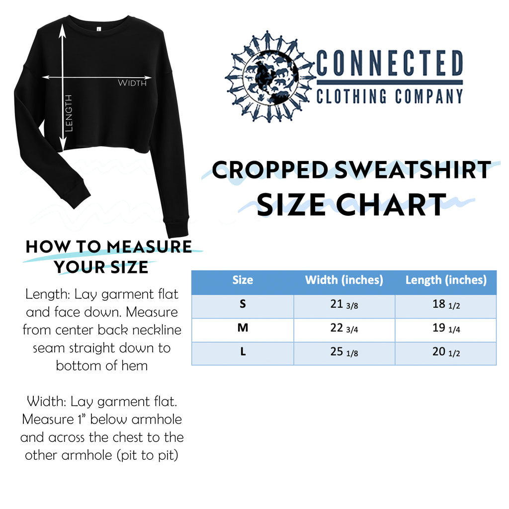 Cropped Sweatshirt Size Chart - sharonkornman - Ethically and Sustainably Made - 10% donated to the Environmental Defense Fund